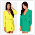 Ebay Hot sale Sexy Womens Loose V Neck Casual Mini Chiffon Shirt Dress